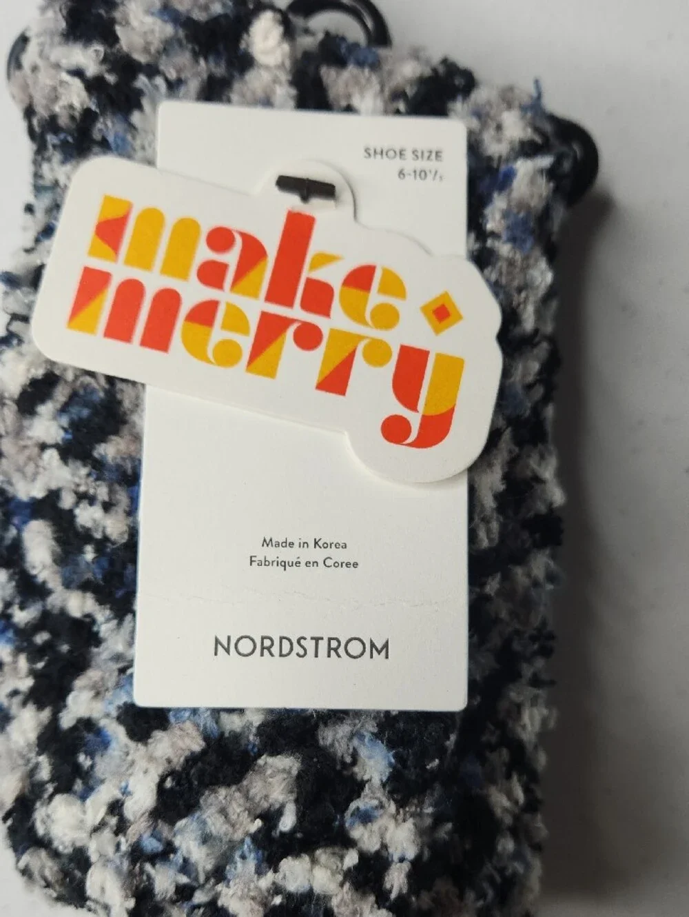Nordstrom Women's Plush Fuzzy Socks in Black, Gray & Blue